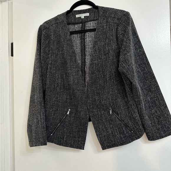 Cleo Petite Collarless Blazer - Size XL - Black/Grey/White - Zipper Pockets - Picture 1 of 8